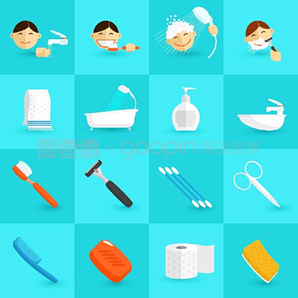 個人衛(wèi)生圖標與浴室化妝品單片圖示在產(chǎn)品展示中的應用